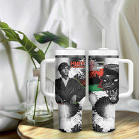 Huey P. Newton Tumbler With Handle Revolutionary Portrait - Panther Graphic Surrender to the Revolution Quote - Wonder Print Shop