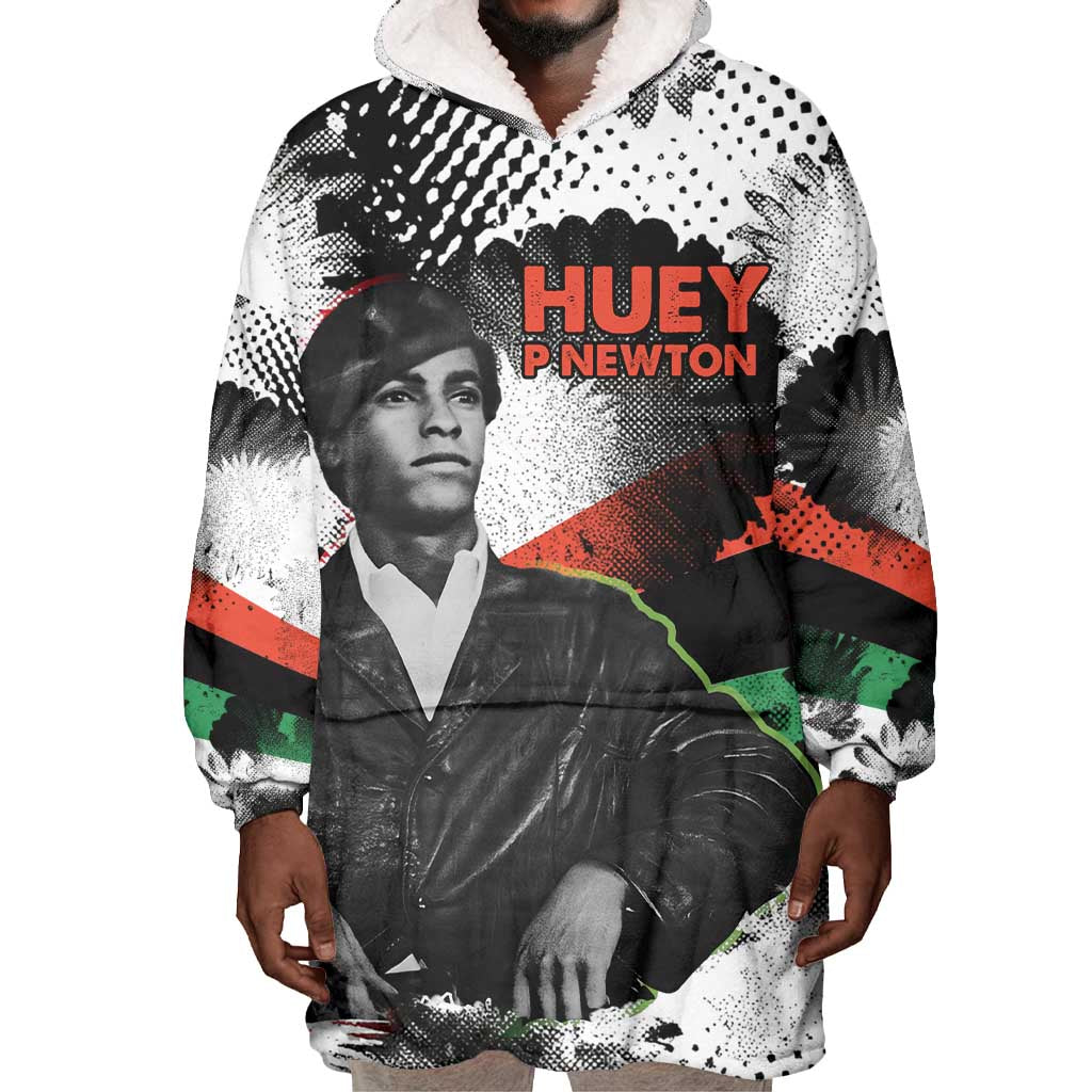 Huey P. Newton Wearable Blanket Hoodie Revolutionary Portrait - Panther Graphic Surrender to the Revolution Quote - Wonder Print Shop