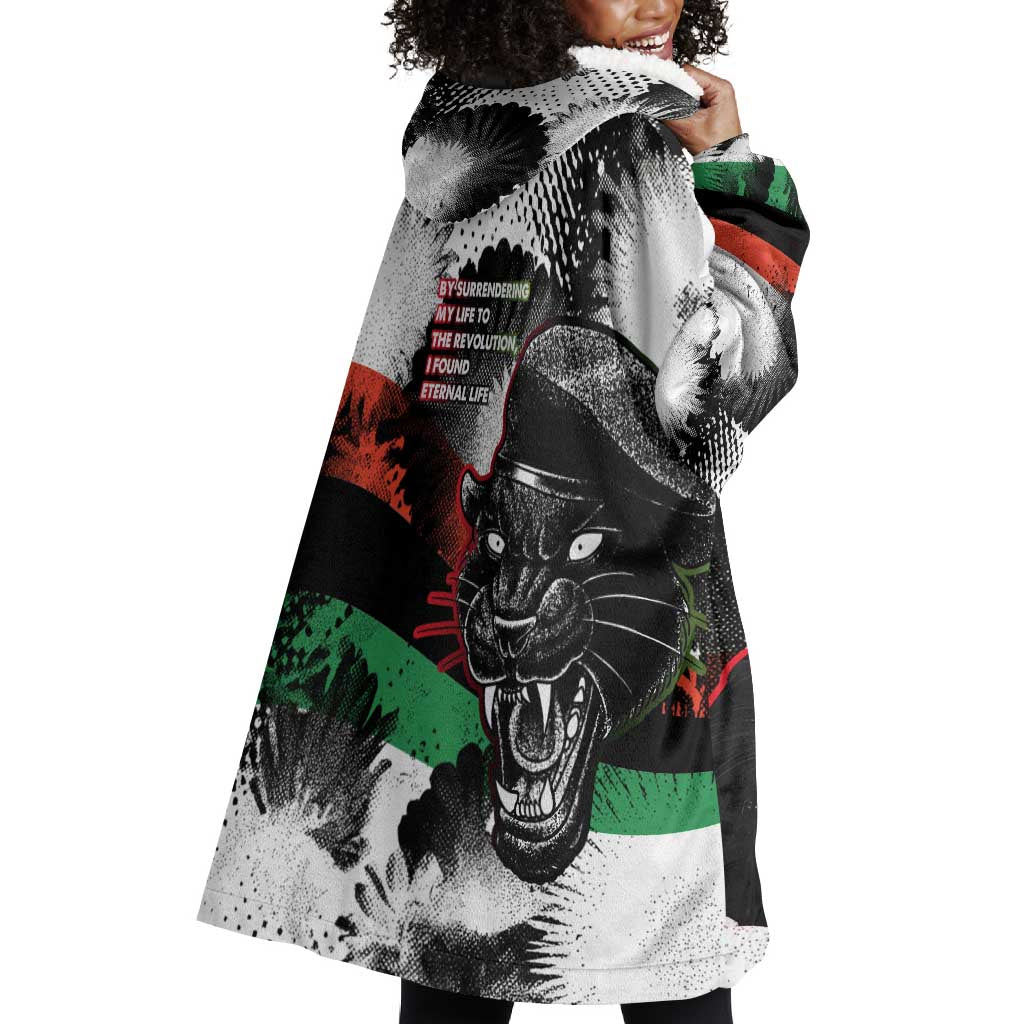 Huey P. Newton Wearable Blanket Hoodie Revolutionary Portrait - Panther Graphic Surrender to the Revolution Quote - Wonder Print Shop
