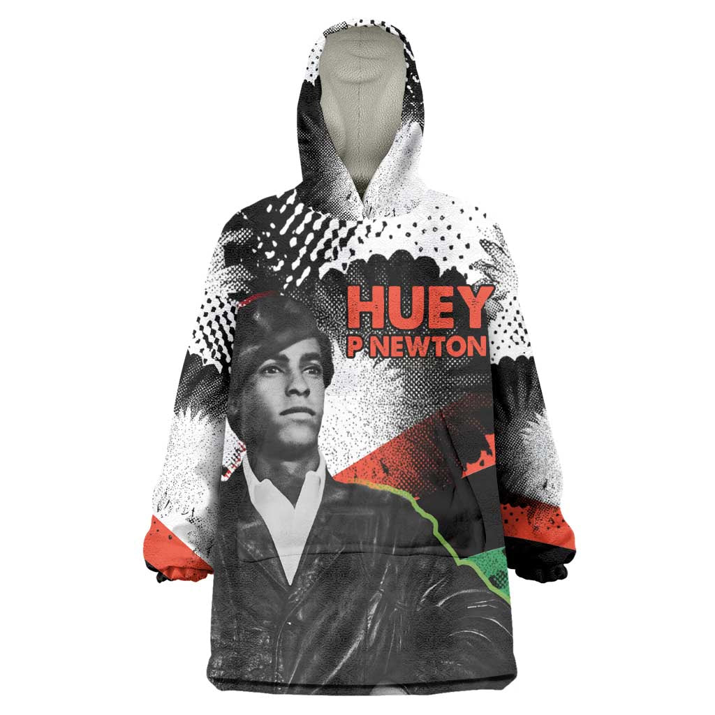 Huey P. Newton Wearable Blanket Hoodie Revolutionary Portrait - Panther Graphic Surrender to the Revolution Quote - Wonder Print Shop