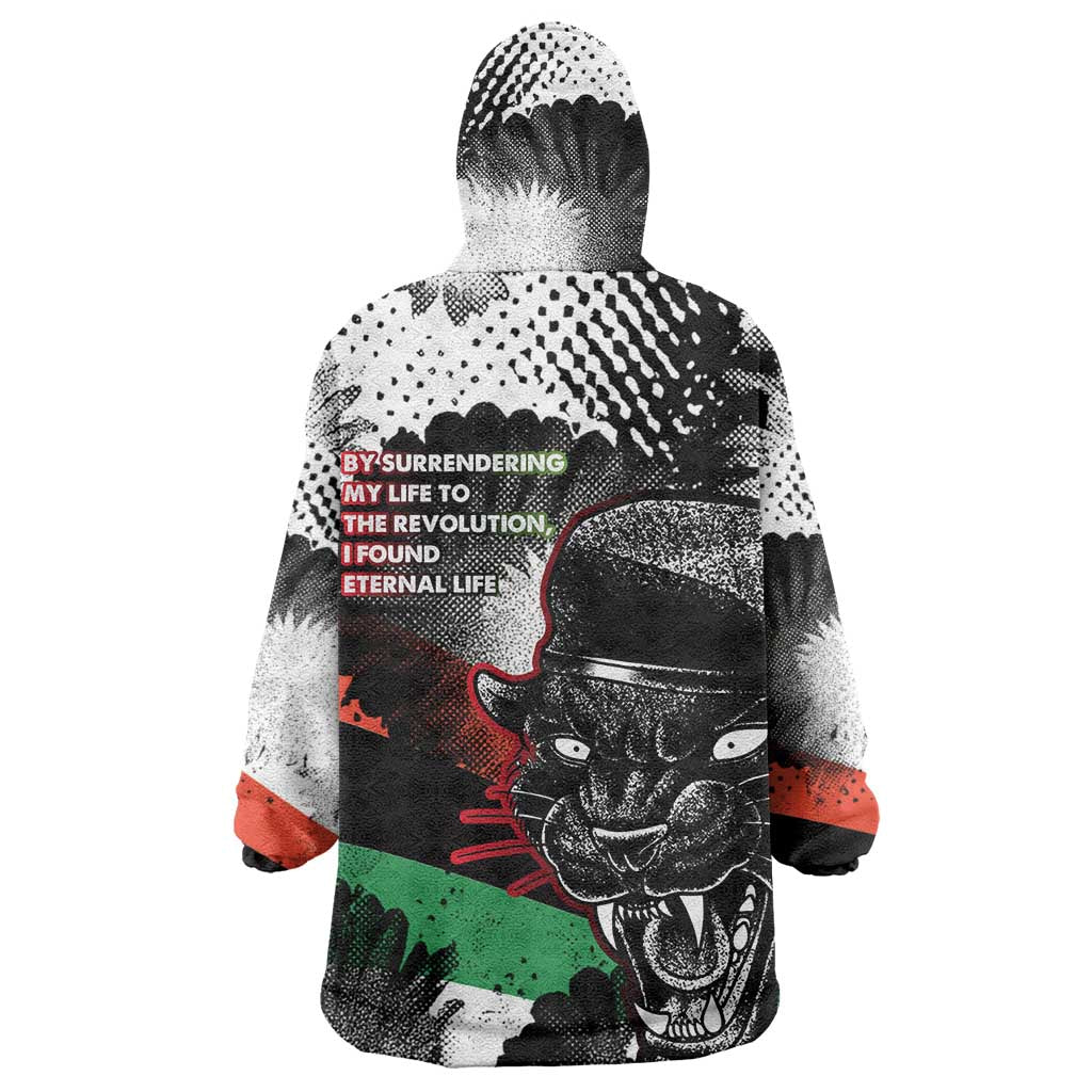 Huey P. Newton Wearable Blanket Hoodie Revolutionary Portrait - Panther Graphic Surrender to the Revolution Quote - Wonder Print Shop
