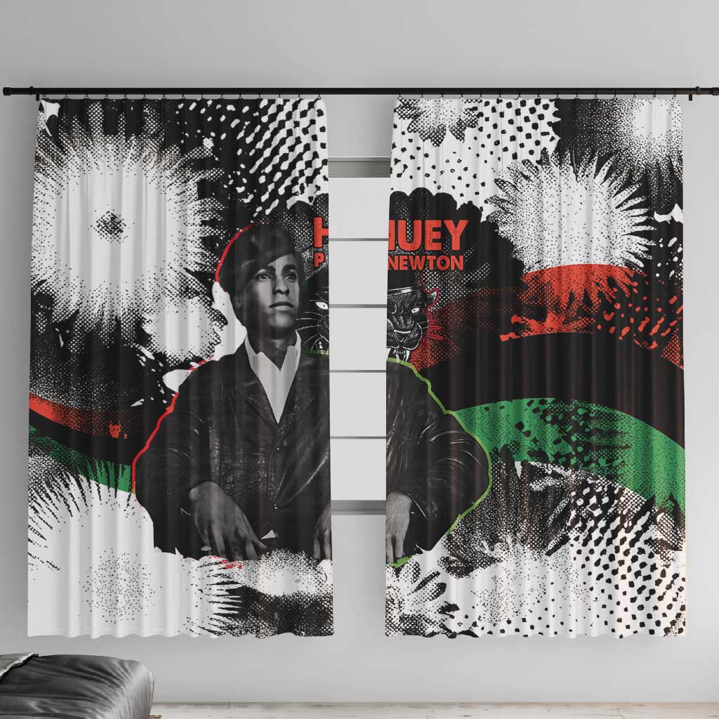 Huey P. Newton Window Curtain Revolutionary Portrait - Panther Graphic Surrender to the Revolution Quote - Wonder Print Shop