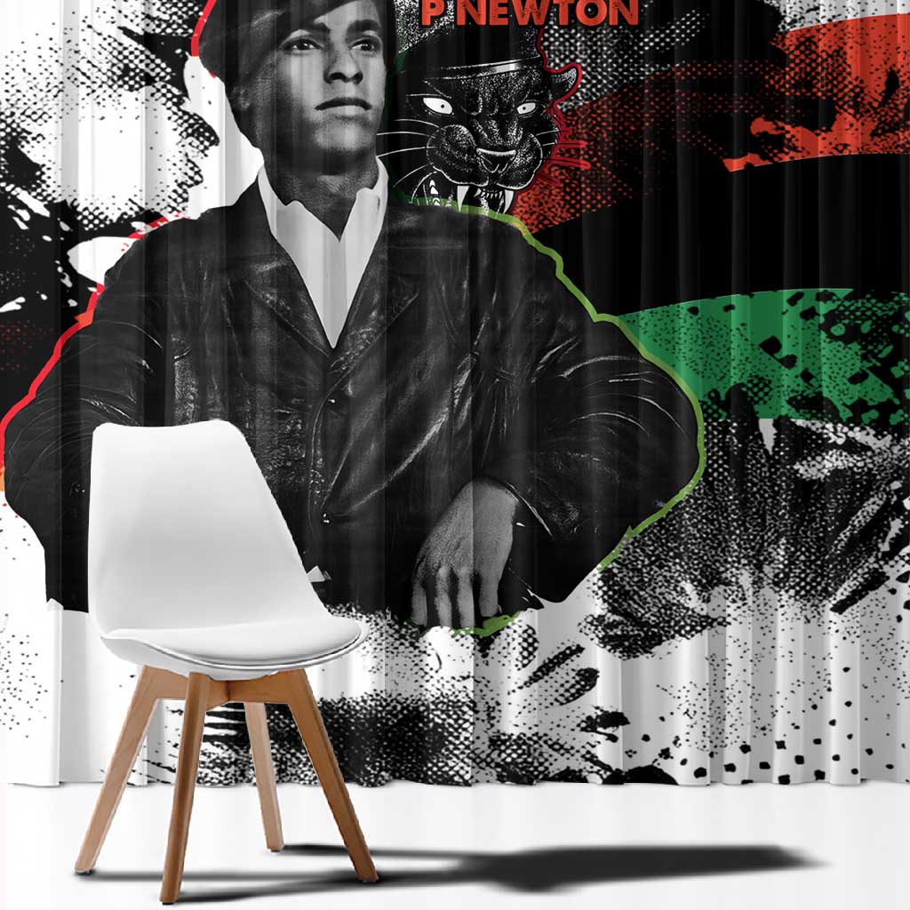 Huey P. Newton Window Curtain Revolutionary Portrait - Panther Graphic Surrender to the Revolution Quote - Wonder Print Shop