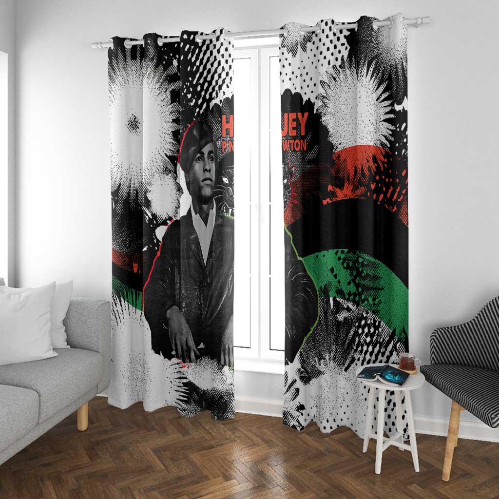 Huey P. Newton Window Curtain Revolutionary Portrait - Panther Graphic Surrender to the Revolution Quote - Wonder Print Shop
