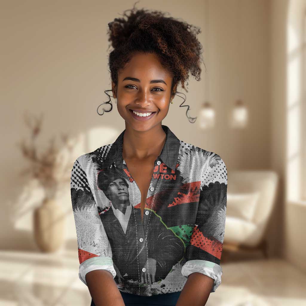 Huey P. Newton Women Casual Shirt Revolutionary Portrait - Panther Graphic Surrender to the Revolution Quote - Wonder Print Shop