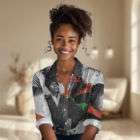 Huey P. Newton Women Casual Shirt Revolutionary Portrait - Panther Graphic Surrender to the Revolution Quote - Wonder Print Shop