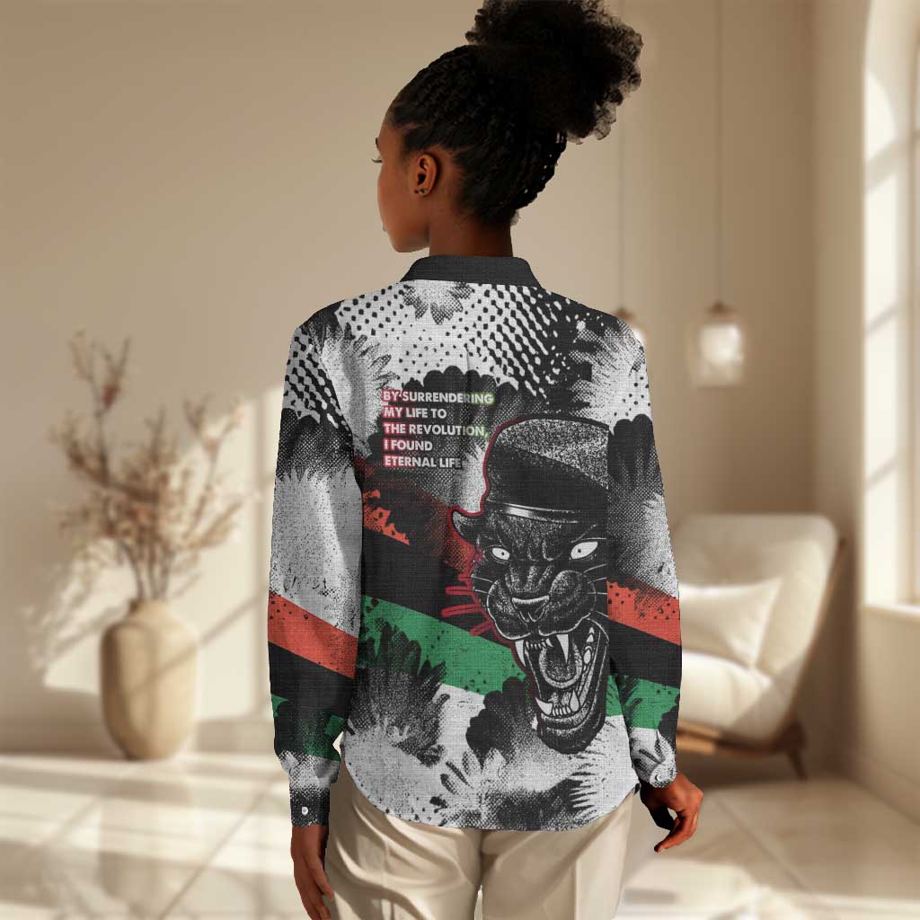 Huey P. Newton Women Casual Shirt Revolutionary Portrait - Panther Graphic Surrender to the Revolution Quote - Wonder Print Shop