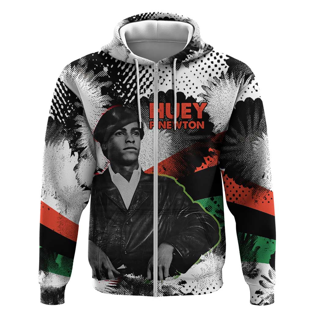 Huey P. Newton Zip Hoodie Revolutionary Portrait - Panther Graphic Surrender to the Revolution Quote - Wonder Print Shop
