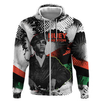 Huey P. Newton Zip Hoodie Revolutionary Portrait - Panther Graphic Surrender to the Revolution Quote - Wonder Print Shop