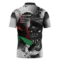 Huey P. Newton Zipper Polo Shirt Revolutionary Portrait - Panther Graphic Surrender to the Revolution Quote - Wonder Print Shop