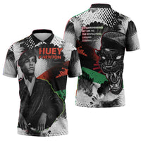 Huey P. Newton Zipper Polo Shirt Revolutionary Portrait - Panther Graphic Surrender to the Revolution Quote - Wonder Print Shop