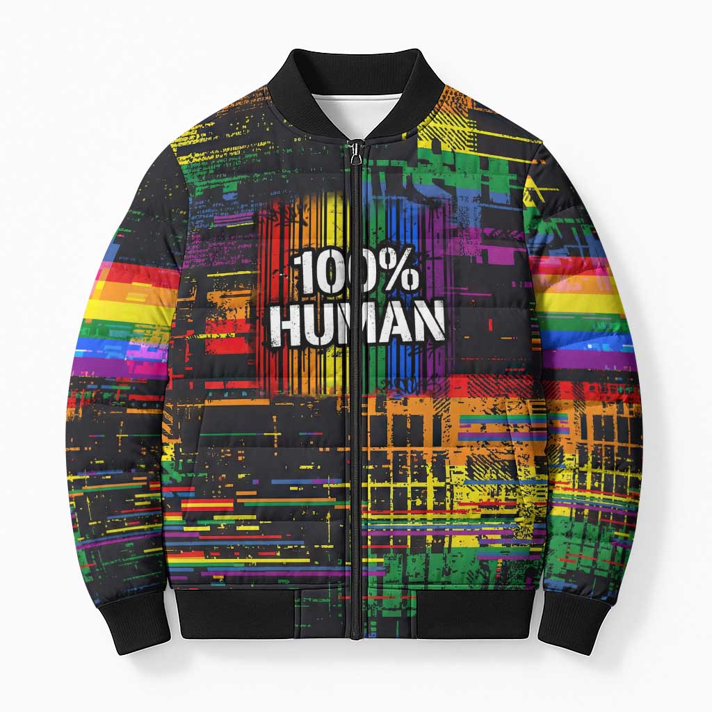 100% Human Bomber Puffer Jacket Born to Be Authentic