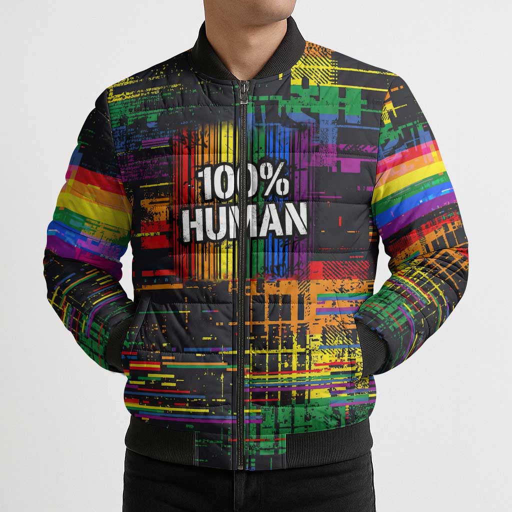 100% Human Bomber Puffer Jacket Born to Be Authentic
