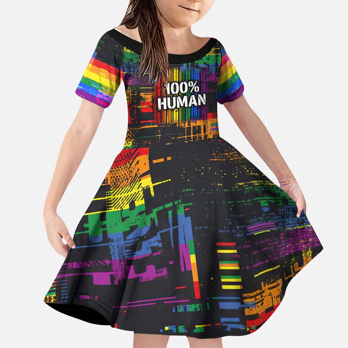 100% Human Kid Short Sleeve Dress Born to Be Authentic