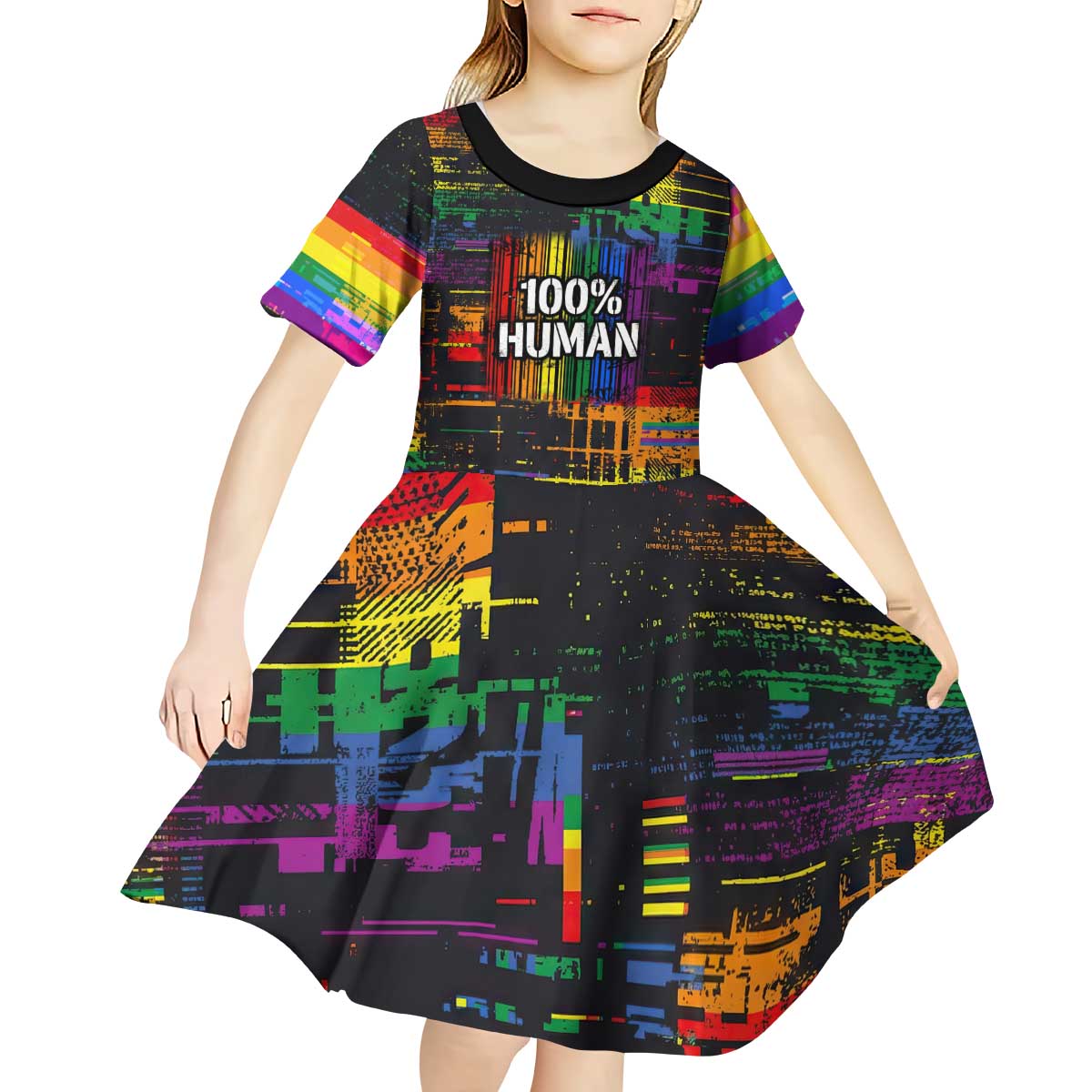 100% Human Kid Short Sleeve Dress Born to Be Authentic