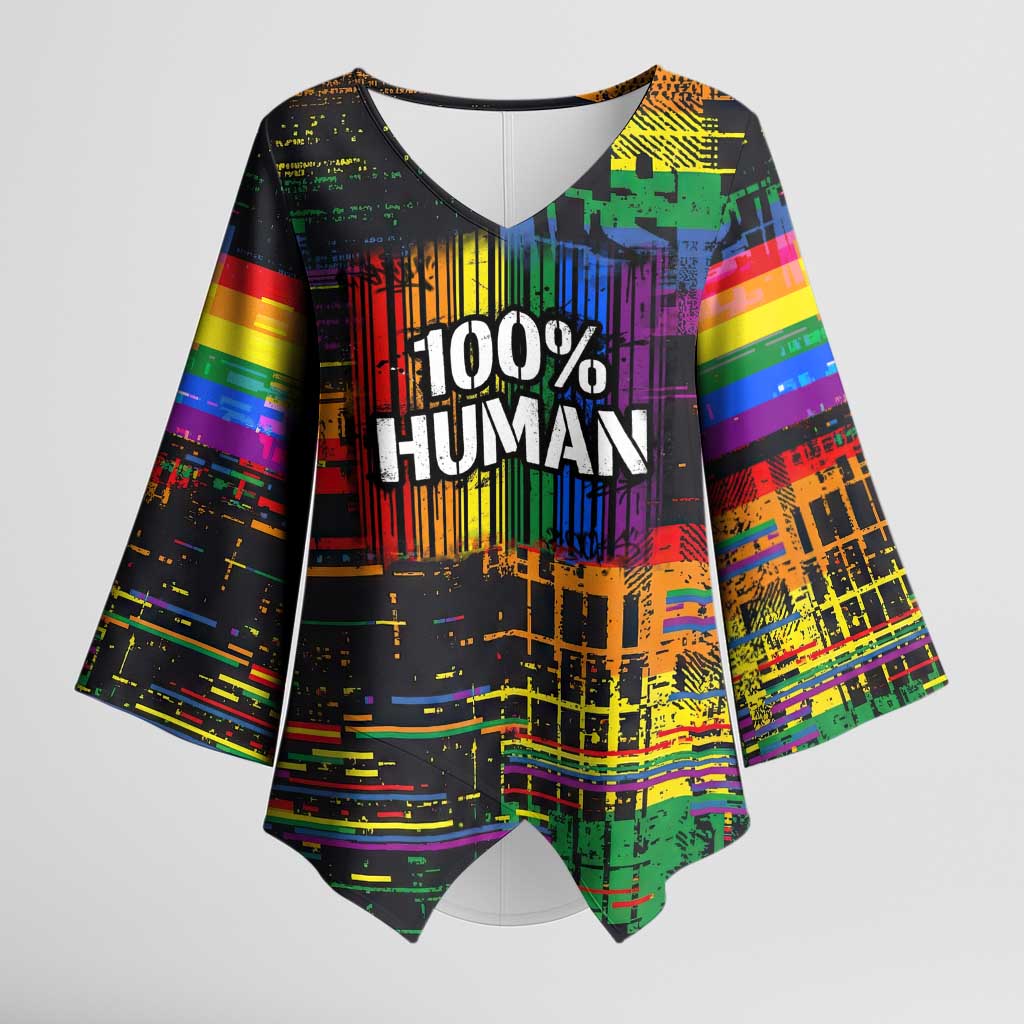 100% Human Kimono Sleeve Blouse Born to Be Authentic