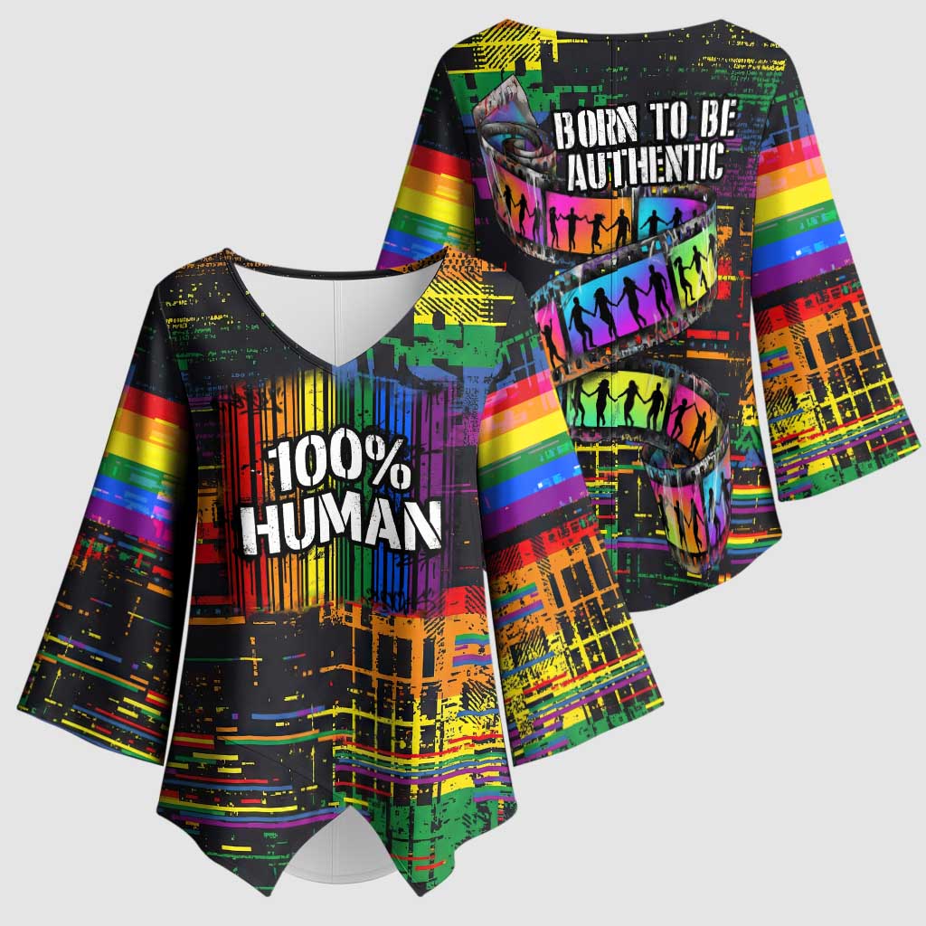 100% Human Kimono Sleeve Blouse Born to Be Authentic