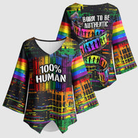 100% Human Kimono Sleeve Blouse Born to Be Authentic