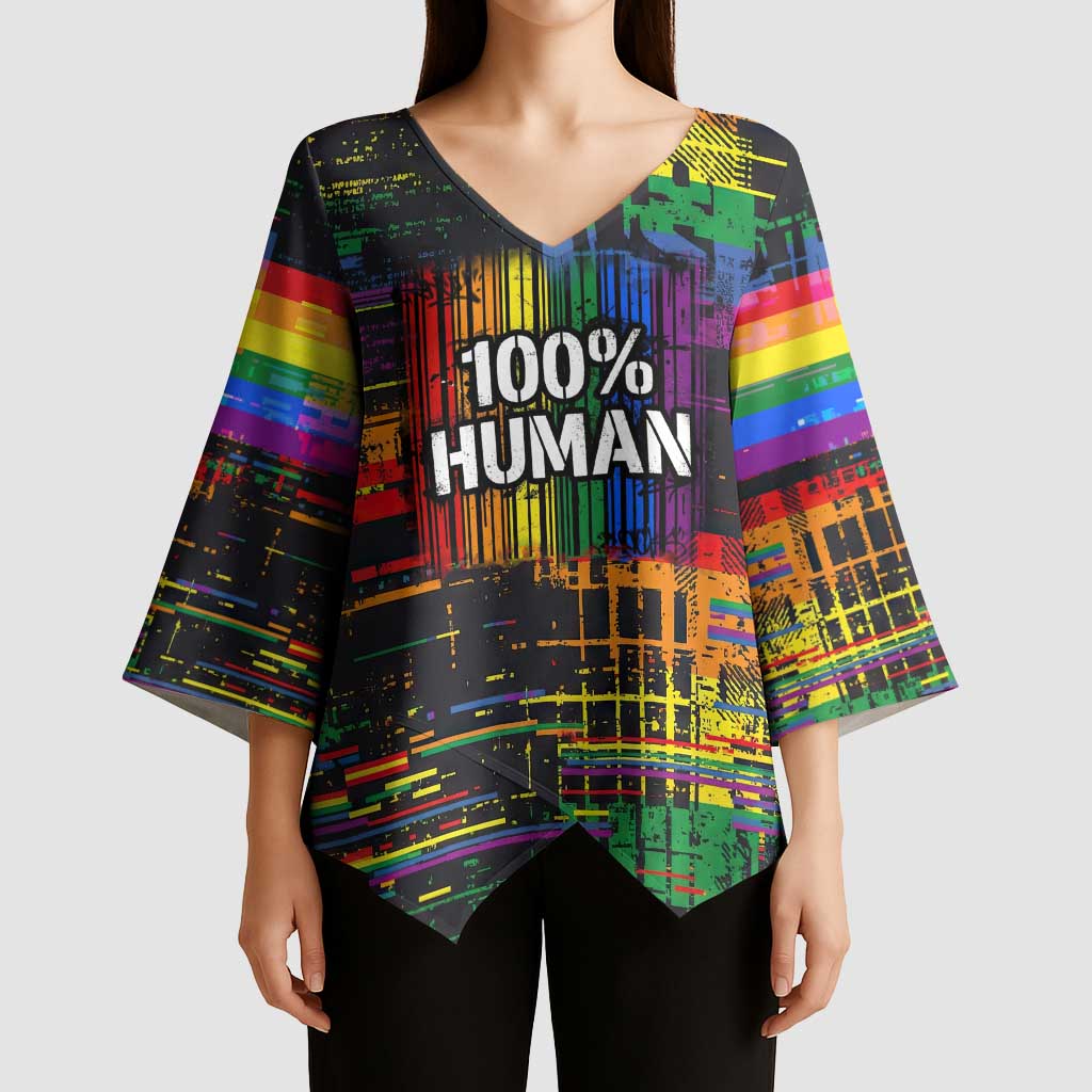 100% Human Kimono Sleeve Blouse Born to Be Authentic