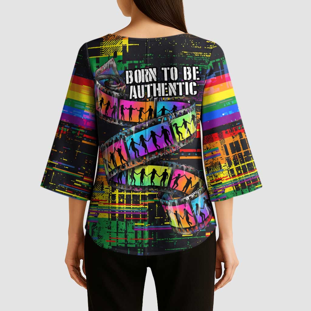 100% Human Kimono Sleeve Blouse Born to Be Authentic