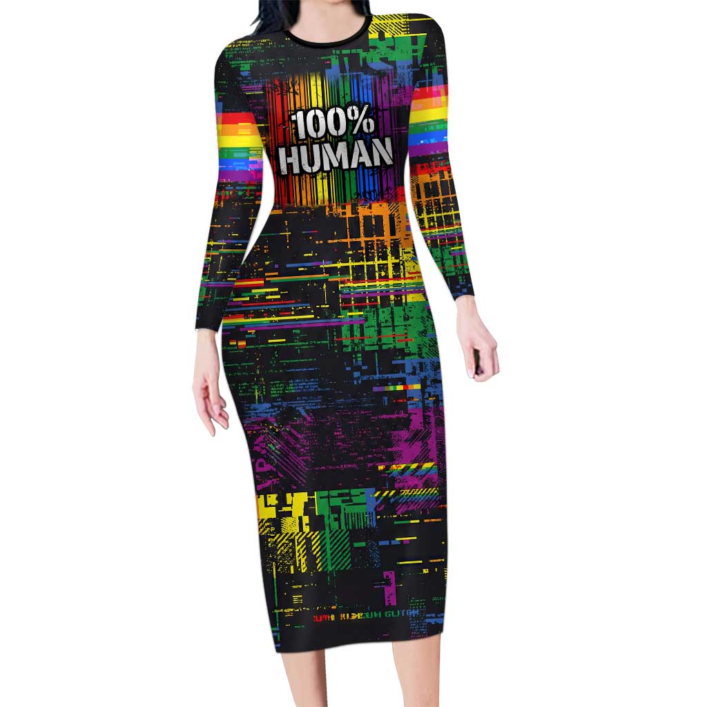 100% Human Long Sleeve Bodycon Dress Born to Be Authentic