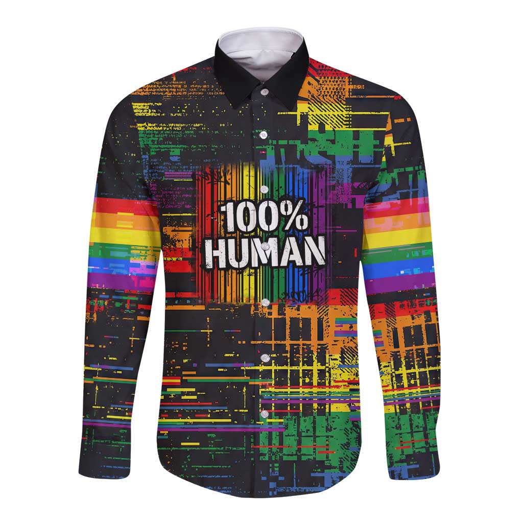100% Human Long Sleeve Button Shirt Born to Be Authentic