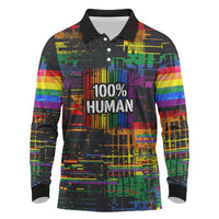 100% Human Long Sleeve Polo Shirt Born to Be Authentic