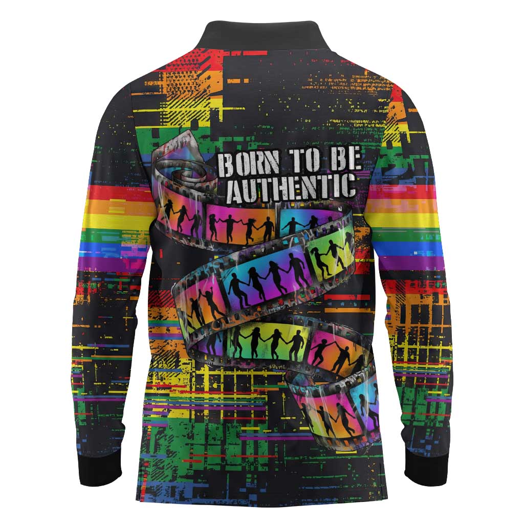 100% Human Long Sleeve Polo Shirt Born to Be Authentic