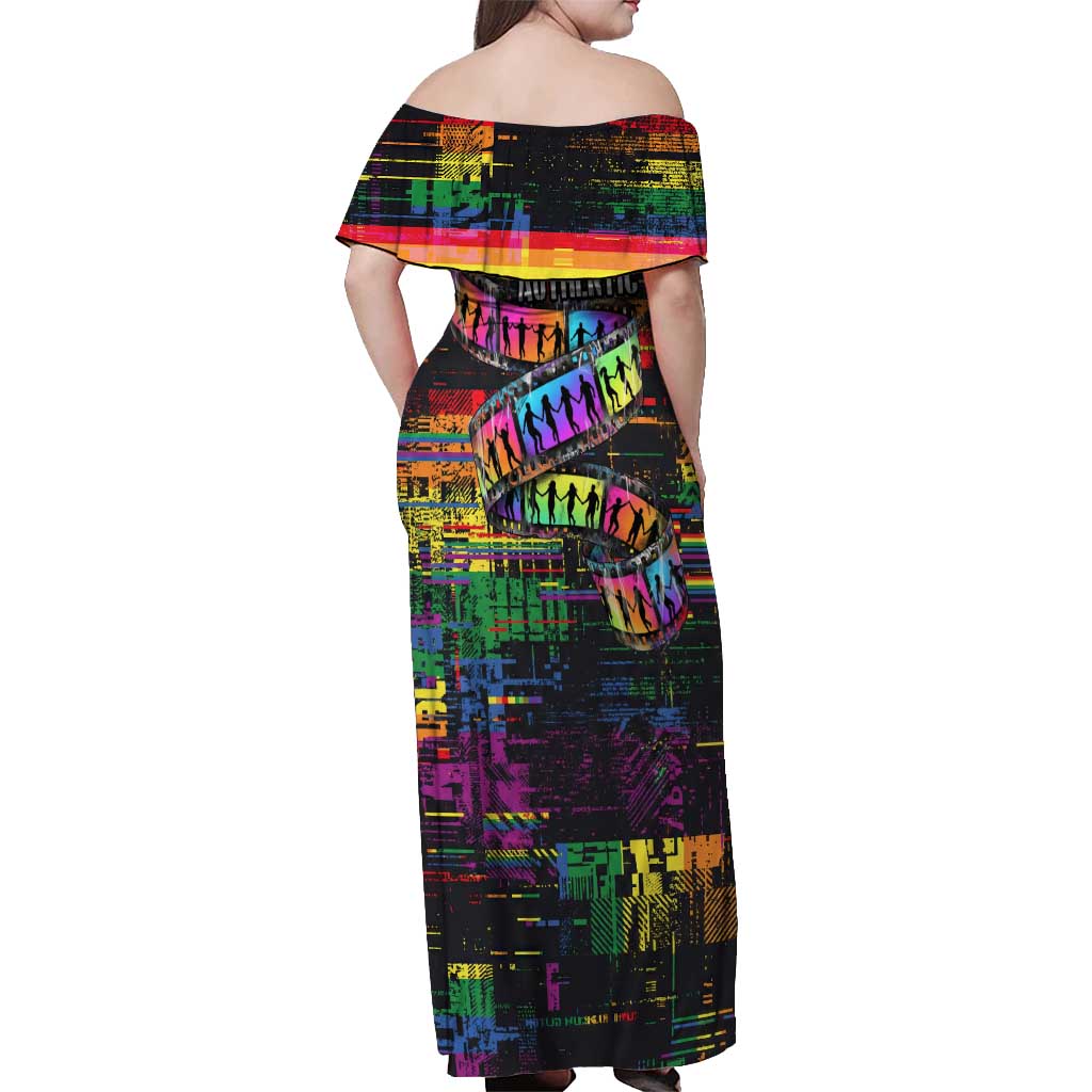 100% Human Off Shoulder Maxi Dress Born to Be Authentic