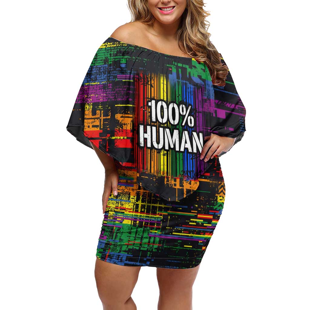 100% Human Off Shoulder Short Dress Born to Be Authentic