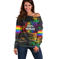 100% Human Off Shoulder Sweater Born to Be Authentic