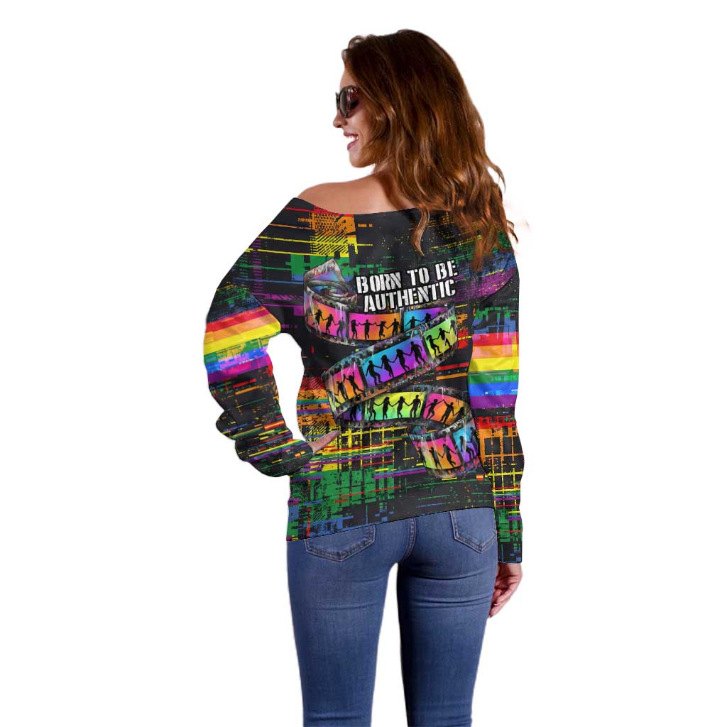100% Human Off Shoulder Sweater Born to Be Authentic