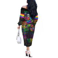 100% Human Off The Shoulder Long Sleeve Dress Born to Be Authentic
