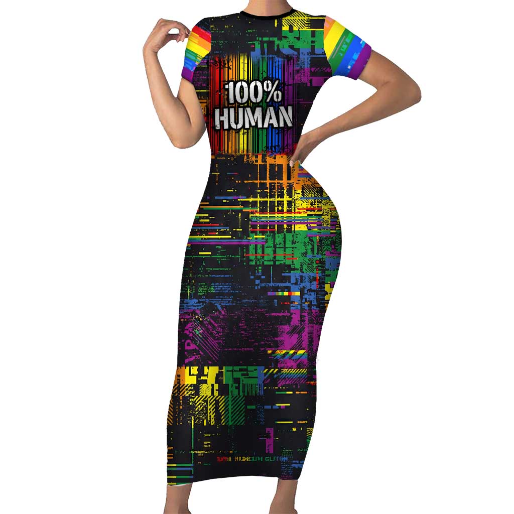 100% Human Short Sleeve Bodycon Dress Born to Be Authentic