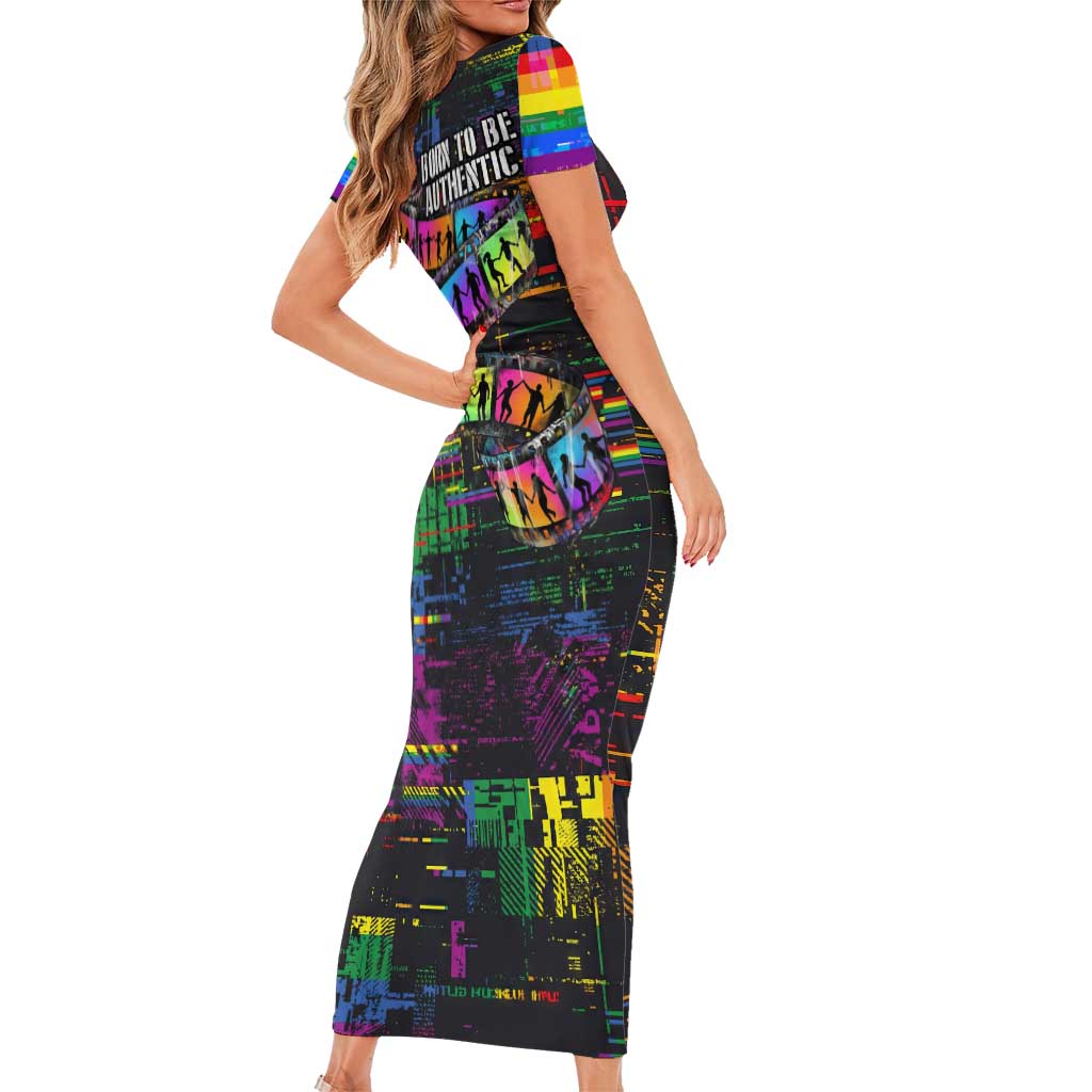 100% Human Short Sleeve Bodycon Dress Born to Be Authentic