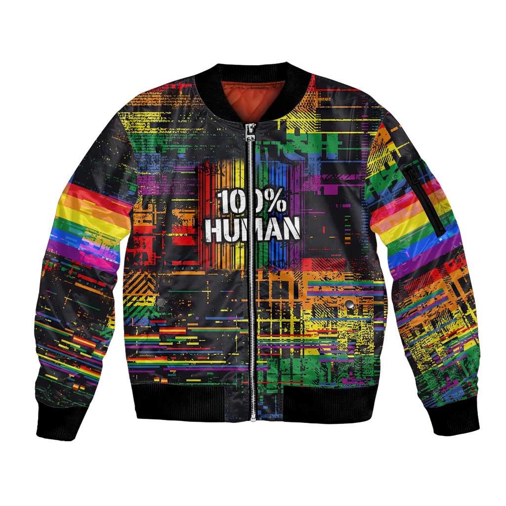 100% Human Sleeve Zip Bomber Jacket Born to Be Authentic