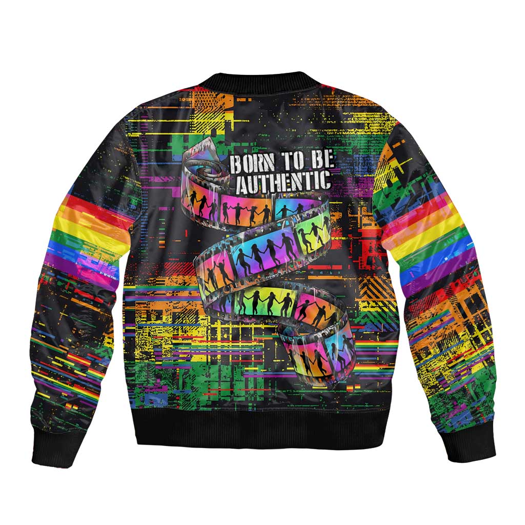 100% Human Sleeve Zip Bomber Jacket Born to Be Authentic