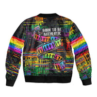 100% Human Sleeve Zip Bomber Jacket Born to Be Authentic