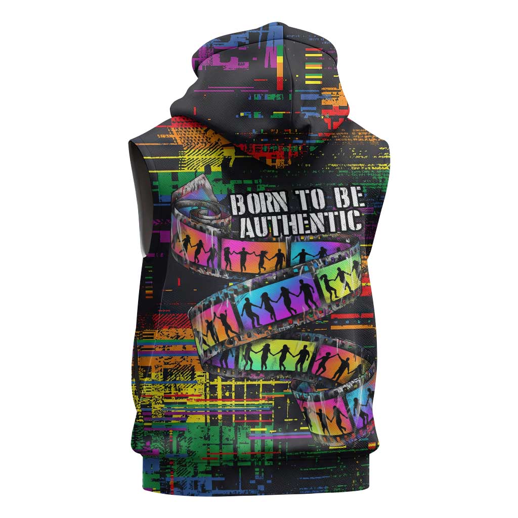 100% Human Sleeveless Zip Hoodie Born to Be Authentic