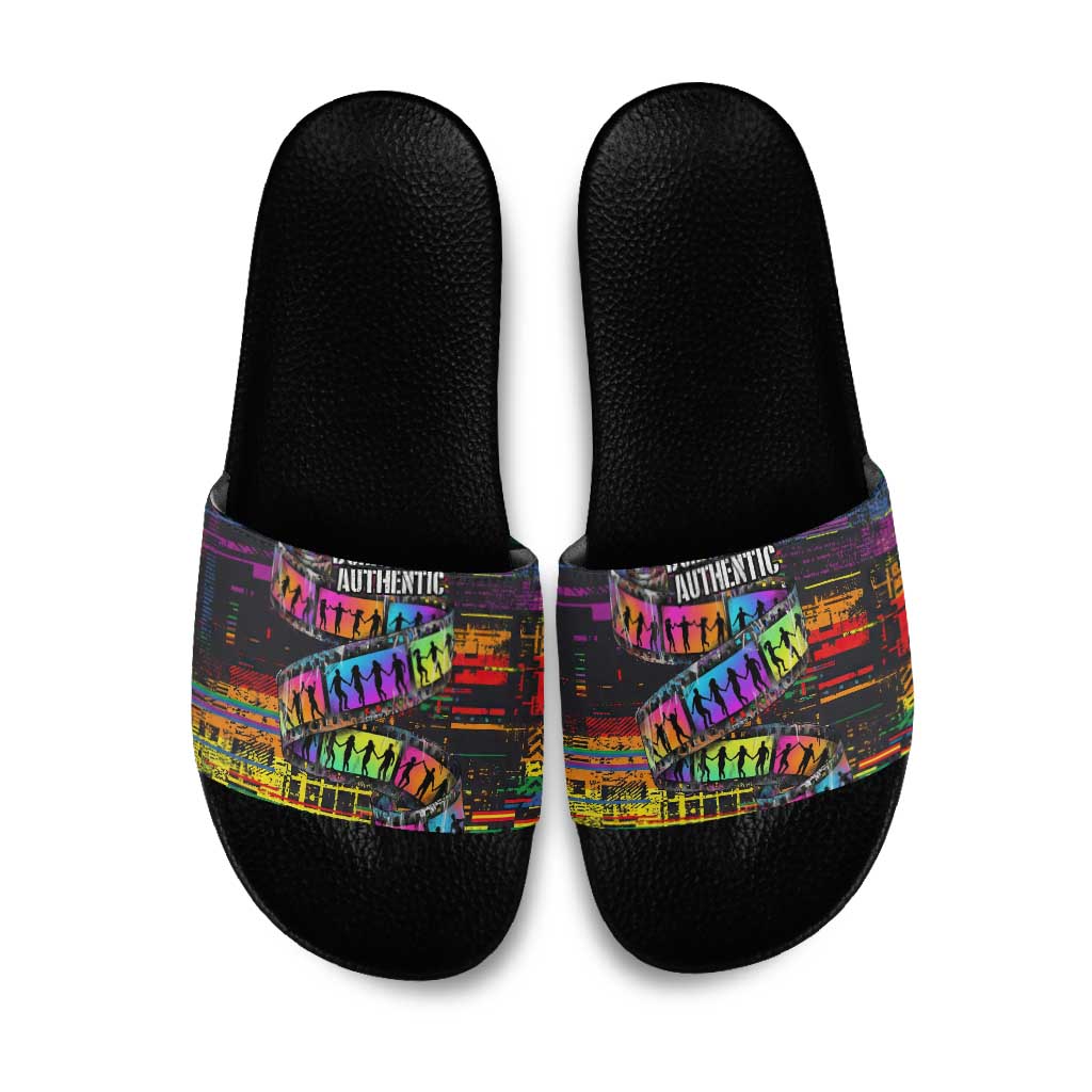 100% Human Slide Sandals Born to Be Authentic