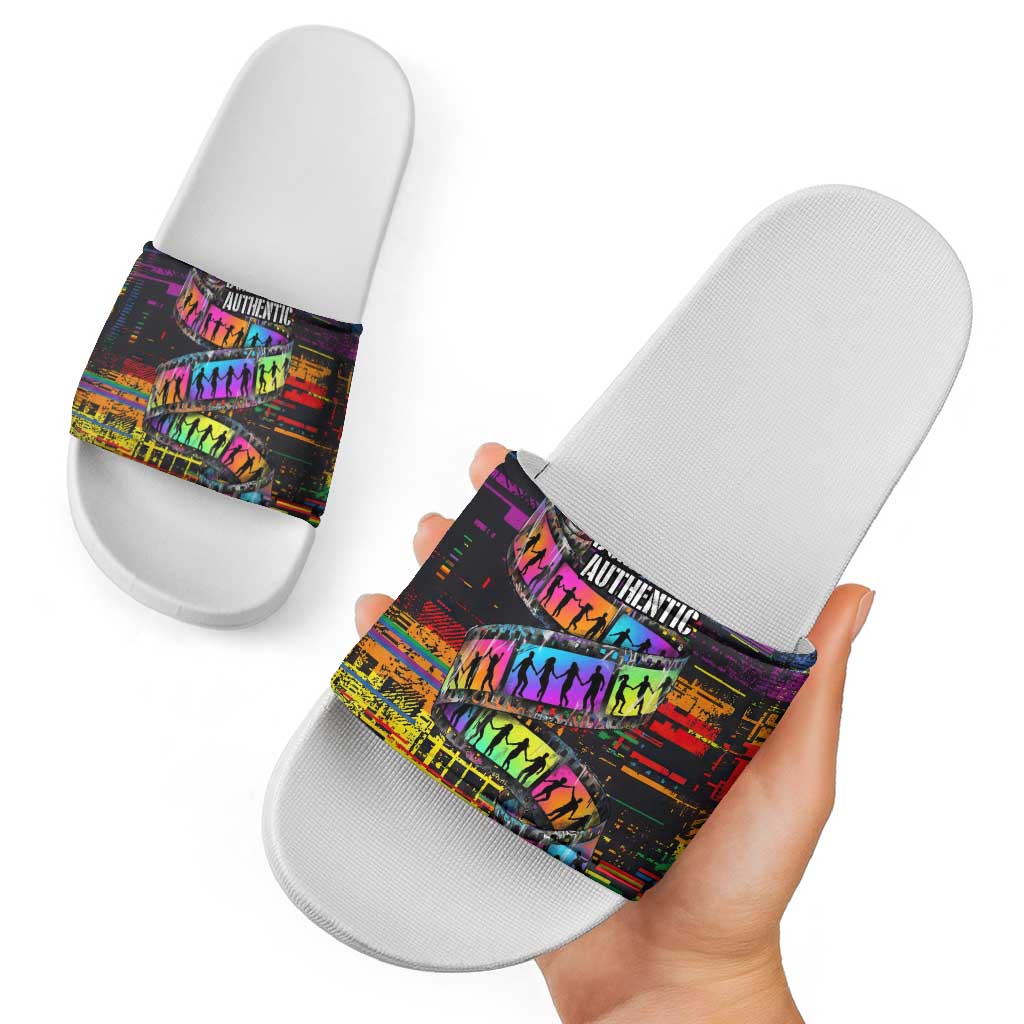 100% Human Slide Sandals Born to Be Authentic