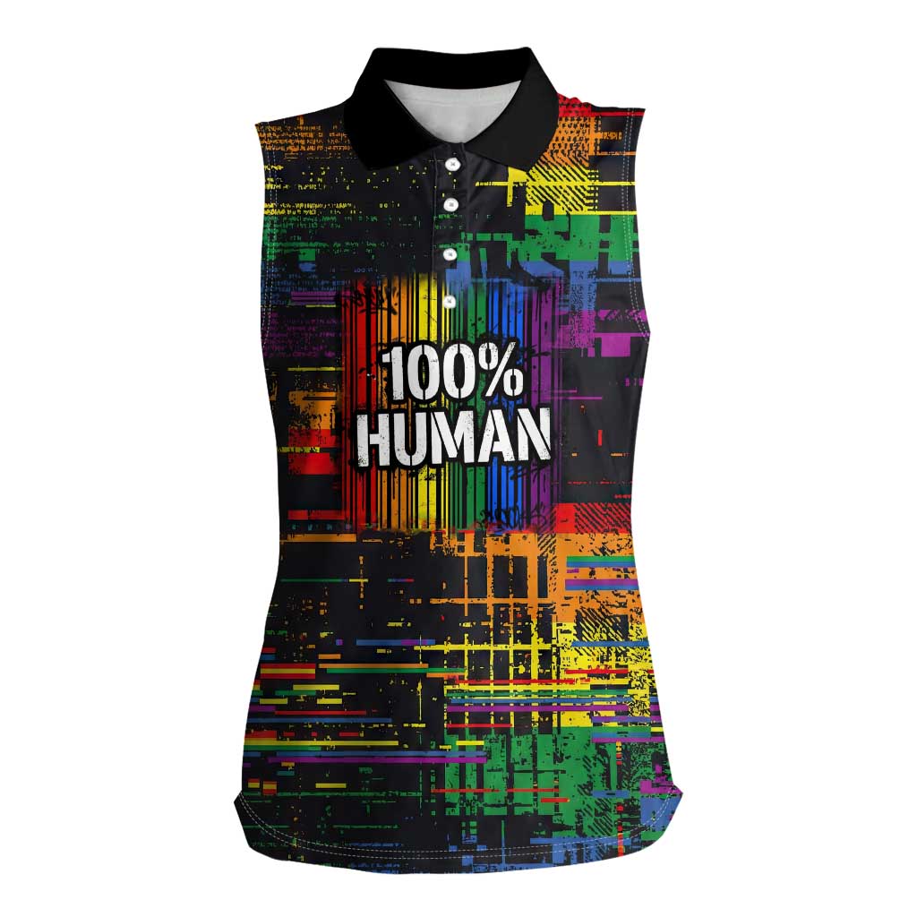 100% Human Women Sleeveless Polo Shirt Born to Be Authentic