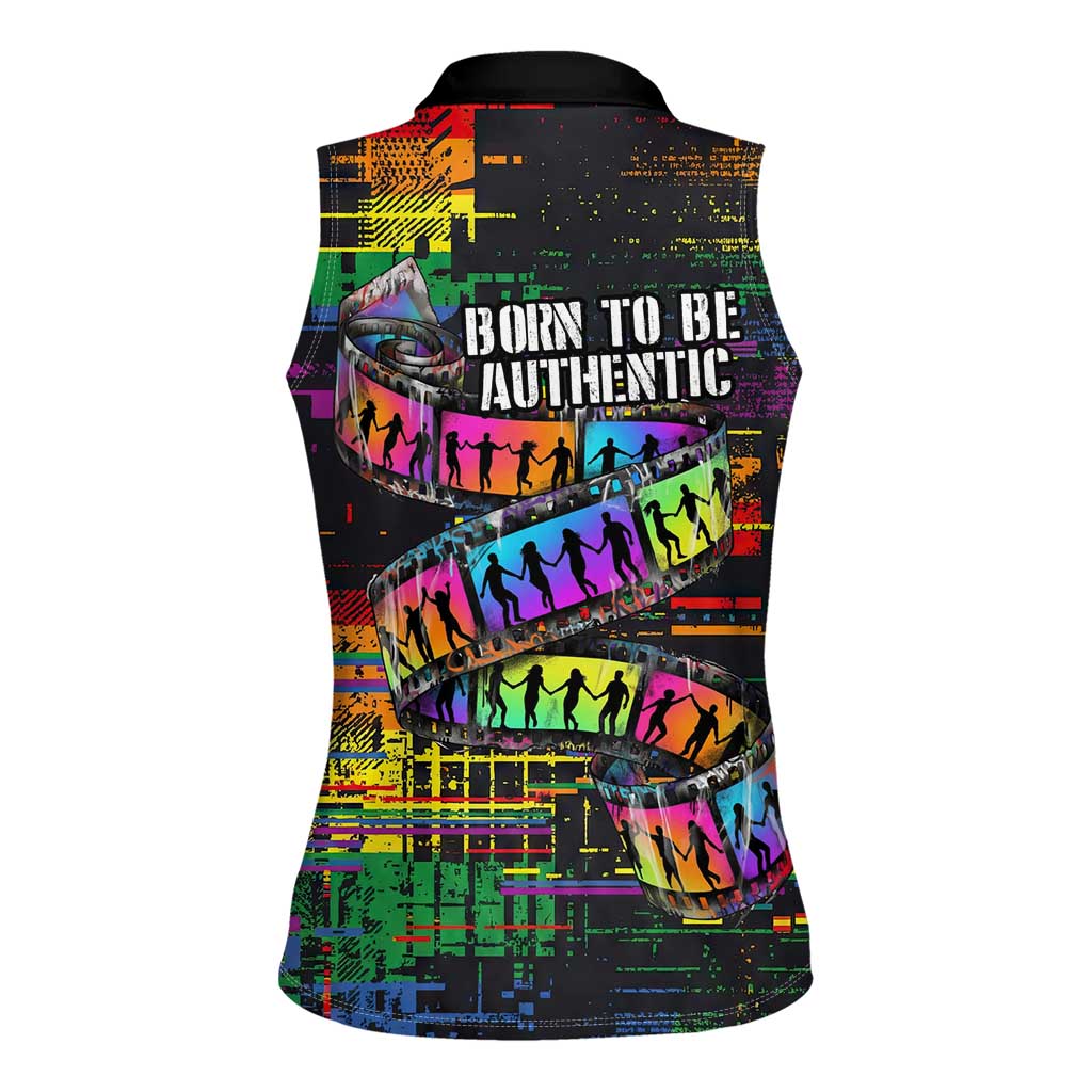 100% Human Women Sleeveless Polo Shirt Born to Be Authentic