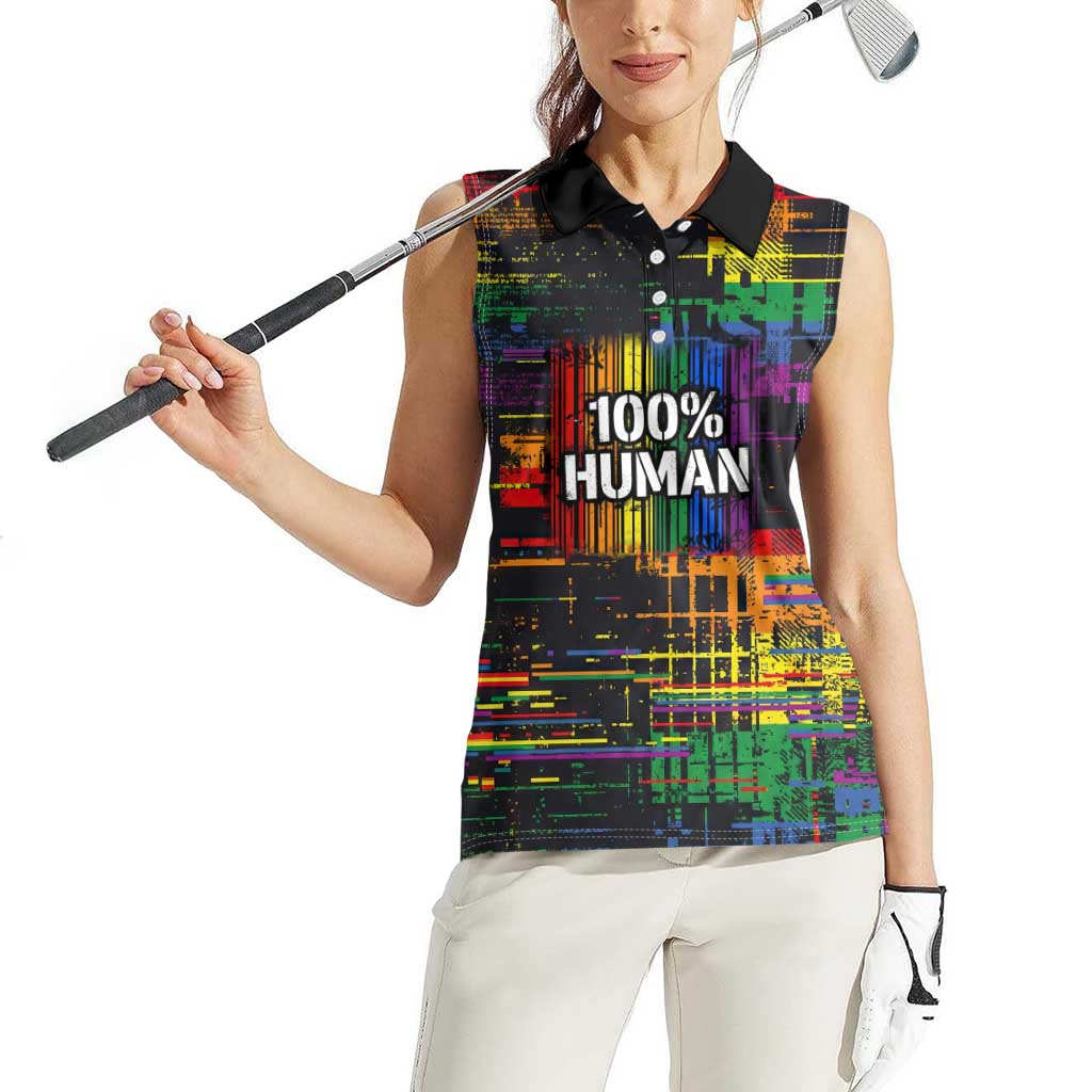 100% Human Women Sleeveless Polo Shirt Born to Be Authentic