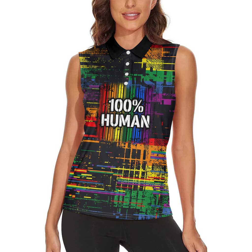 100% Human Women Sleeveless Polo Shirt Born to Be Authentic