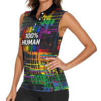 100% Human Women Sleeveless Polo Shirt Born to Be Authentic