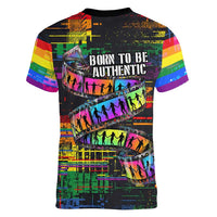 100% Human Women V-Neck T-Shirt Born to Be Authentic