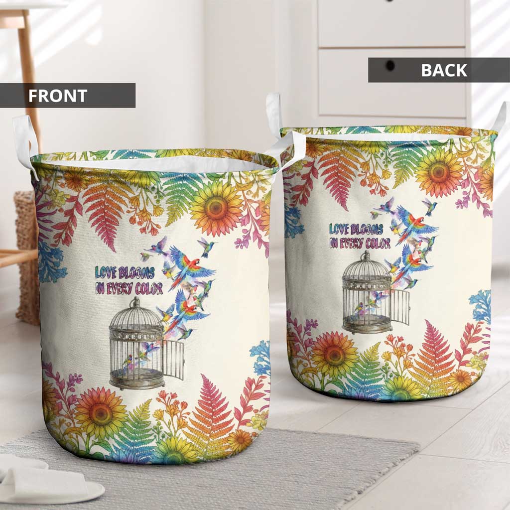 Love Blooms in Every Color Laundry Basket Nature Rainbow of Freedom