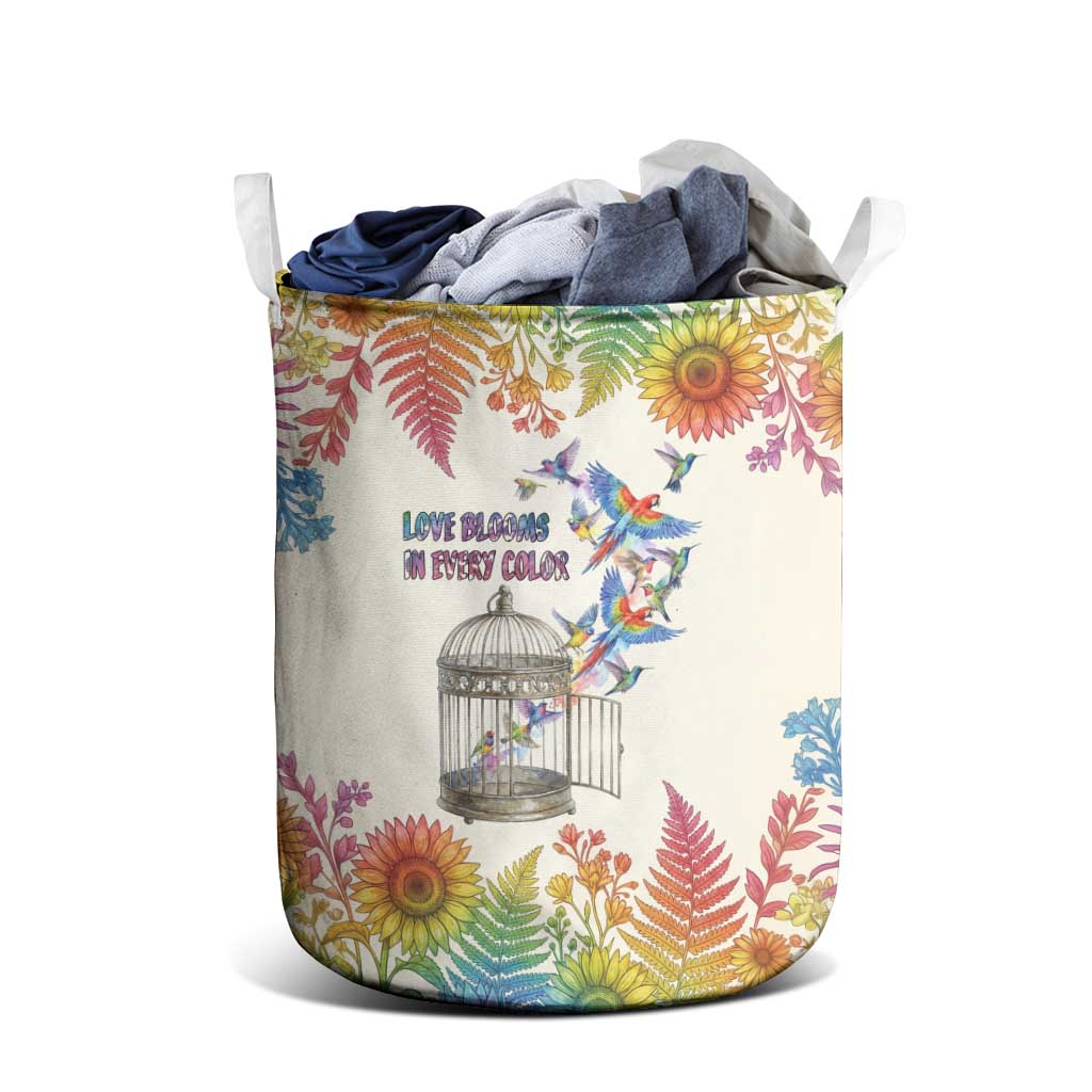 Love Blooms in Every Color Laundry Basket Nature Rainbow of Freedom