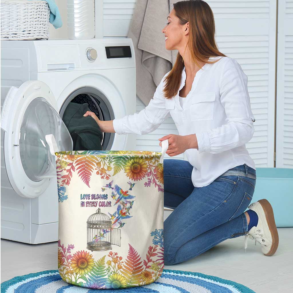 Love Blooms in Every Color Laundry Basket Nature Rainbow of Freedom